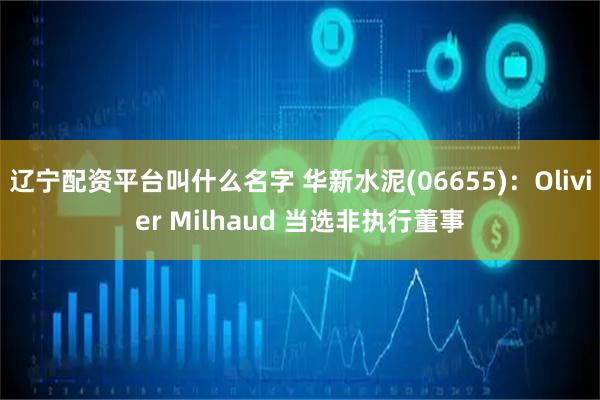 辽宁配资平台叫什么名字 华新水泥(06655)：Olivier Milhaud 当选非执行董事