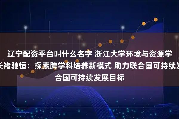 辽宁配资平台叫什么名字 浙江大学环境与资源学院副院长褚驰恒：探索跨学科培养新模式 助力联合国可持续发展目标
